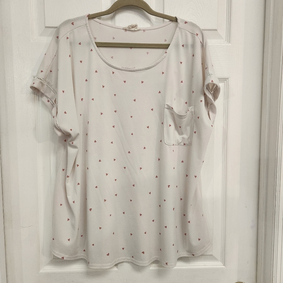 White Top with Pink Heart Accents - Picture 2 of 12